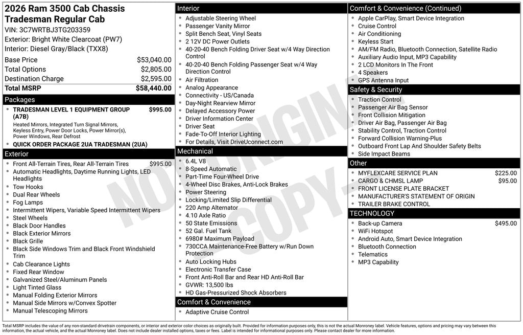 New 2026 Ram 3500 Chassis Cab Tradesman/Big Horn Pickup