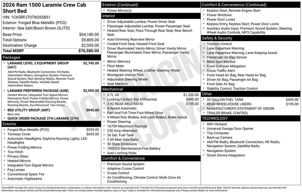 New 2026 Ram 1500 Laramie Pickup