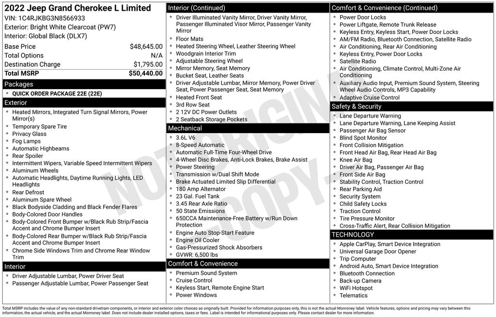 Used 2022 Jeep Grand Cherokee L Limited Limited 4x4