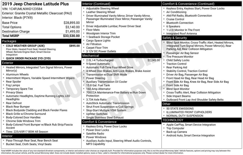 Used 2019 Jeep Cherokee Latitude Plus Latitude Plus 4x4