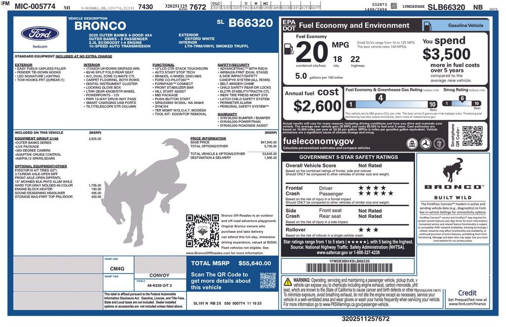 New 2025 Ford Bronco Outer Banks SUV