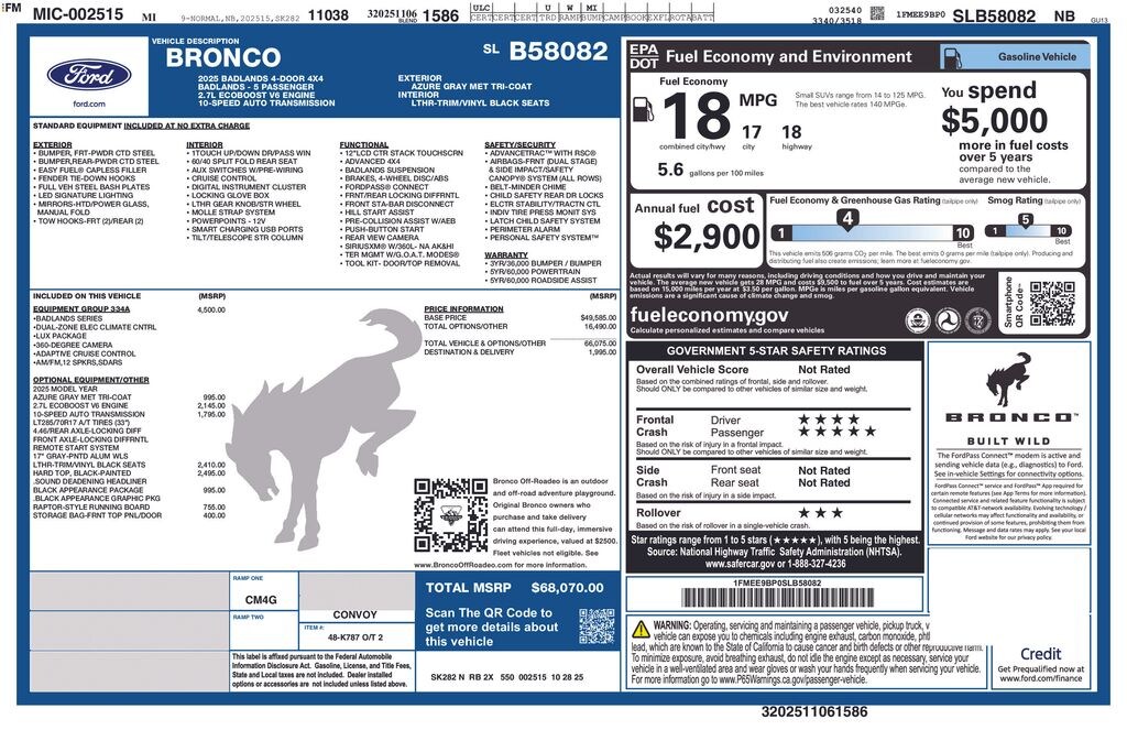 New 2025 Ford Bronco Badlands SUV