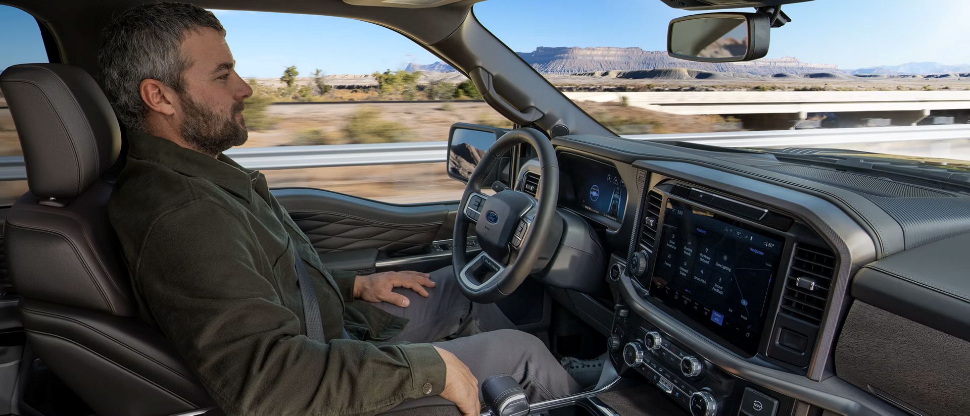 Man in front seat of 2025 Ford F-150