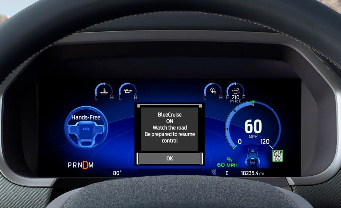 Ford BlueCruise Hands-Free Highway Driving interface