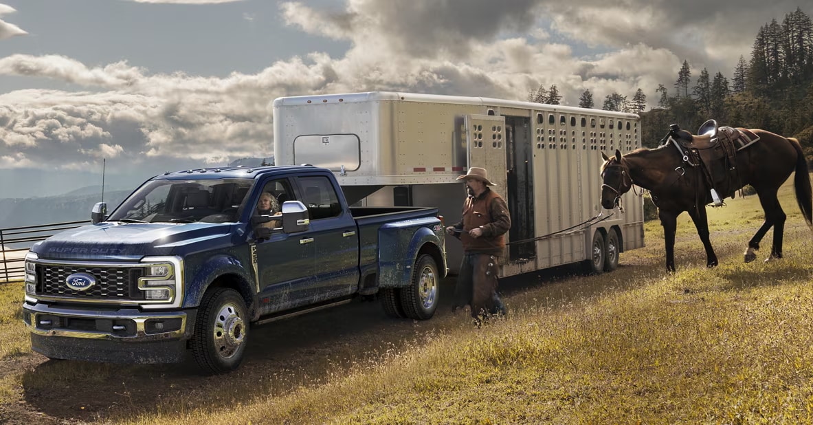 Ford F-250 Super Duty pulling a horse trailer