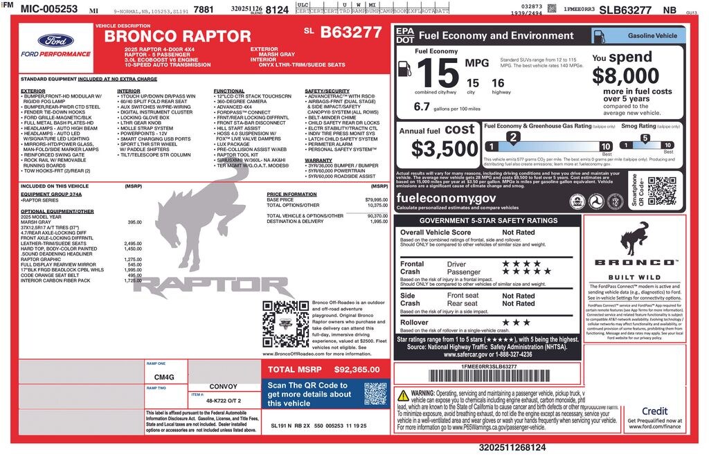 New 2025 Ford Bronco Raptor SUV