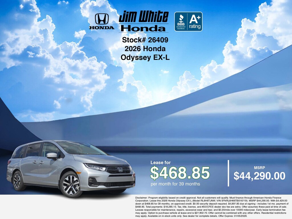 New 2026 Honda Odyssey EX-L Van Passenger