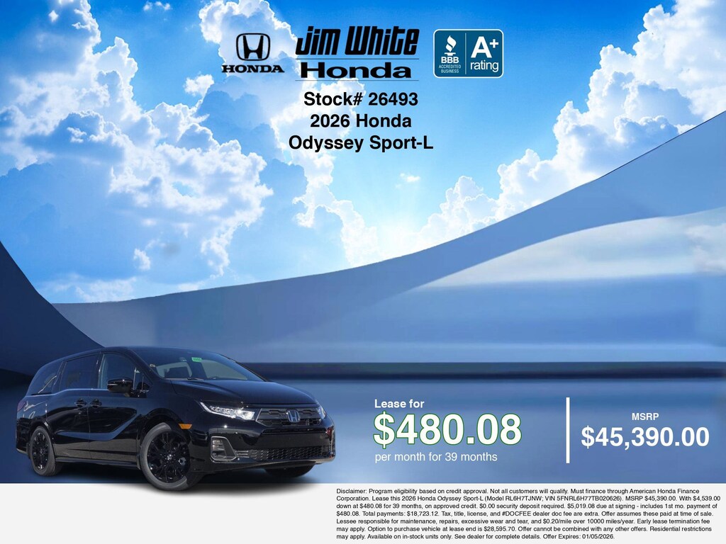 New 2026 Honda Odyssey Sport-L Van Passenger