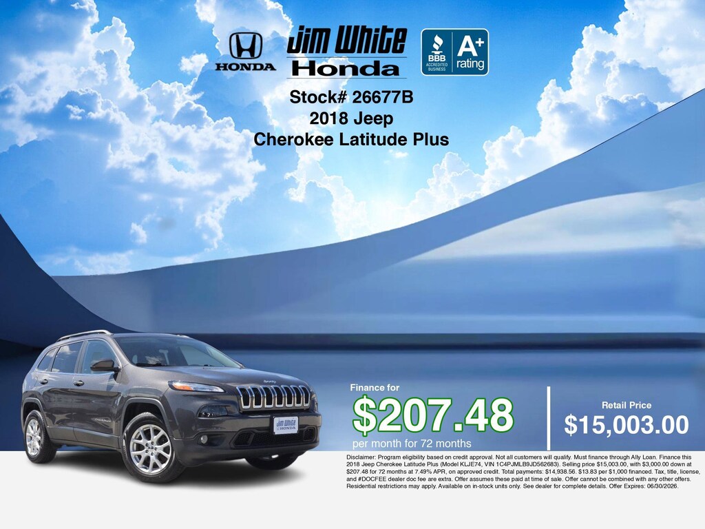 Used 2018 Jeep Cherokee Latitude Plus SUV