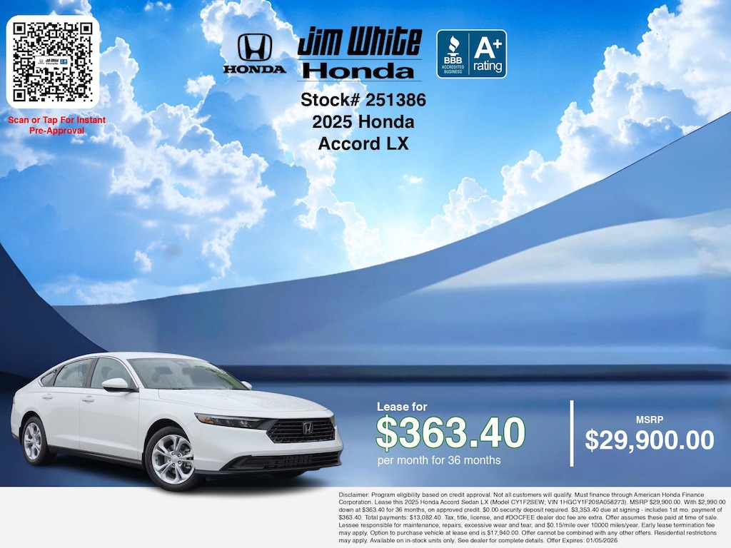 New 2025 Honda Accord LX Sedan