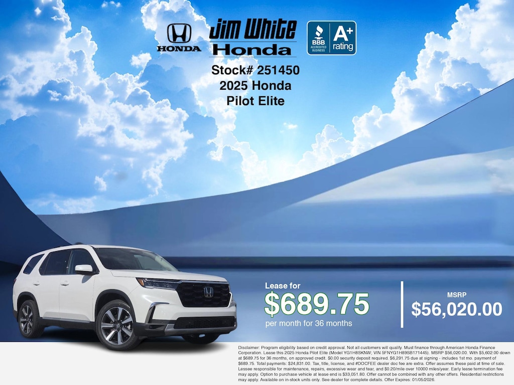 New 2025 Honda Pilot Elite SUV