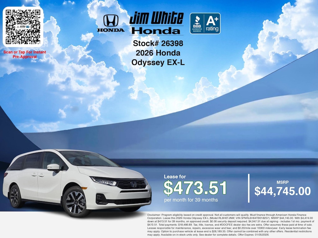 New 2026 Honda Odyssey EX-L Van Passenger