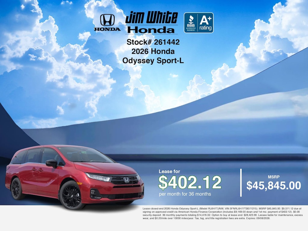 New 2026 Honda Odyssey Sport-L Van Passenger