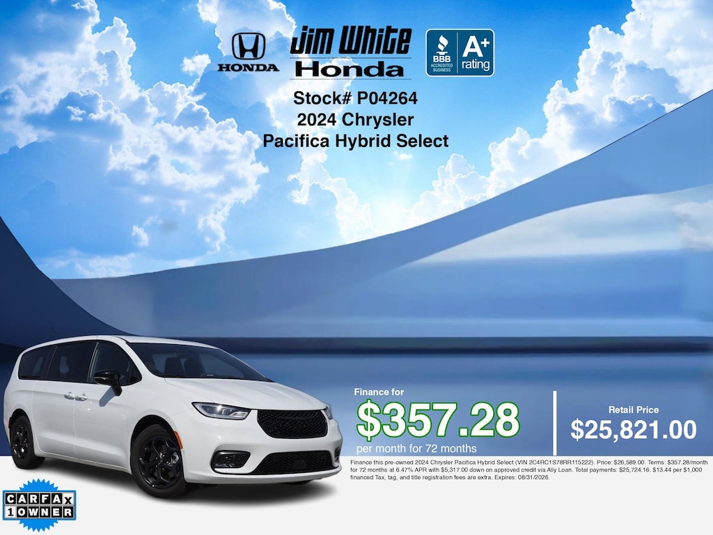 Used 2024 Chrysler Pacifica Hybrid Select Minivan/Van
