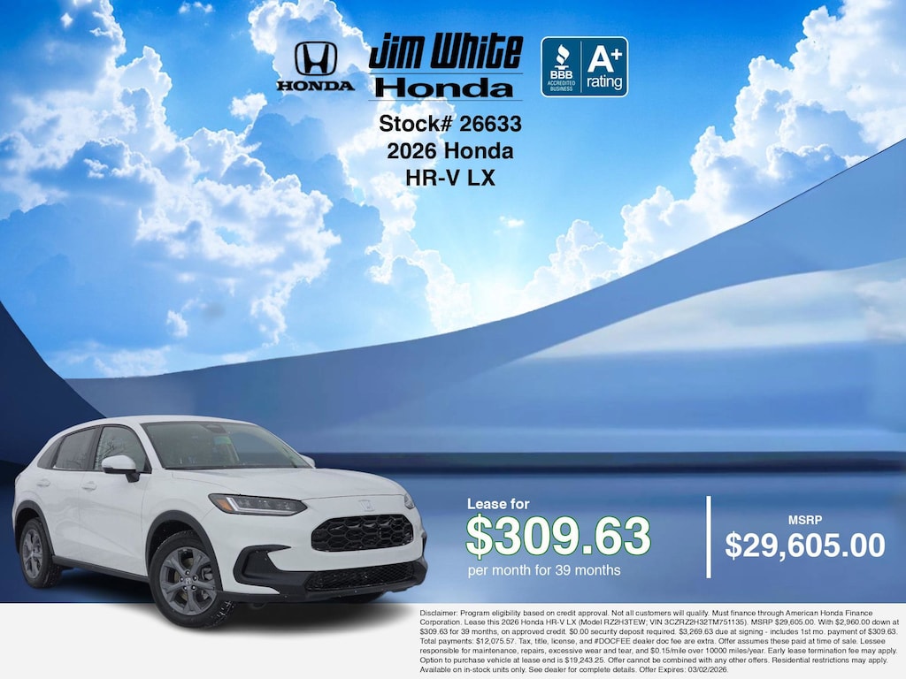 New 2026 Honda HR-V LX SUV