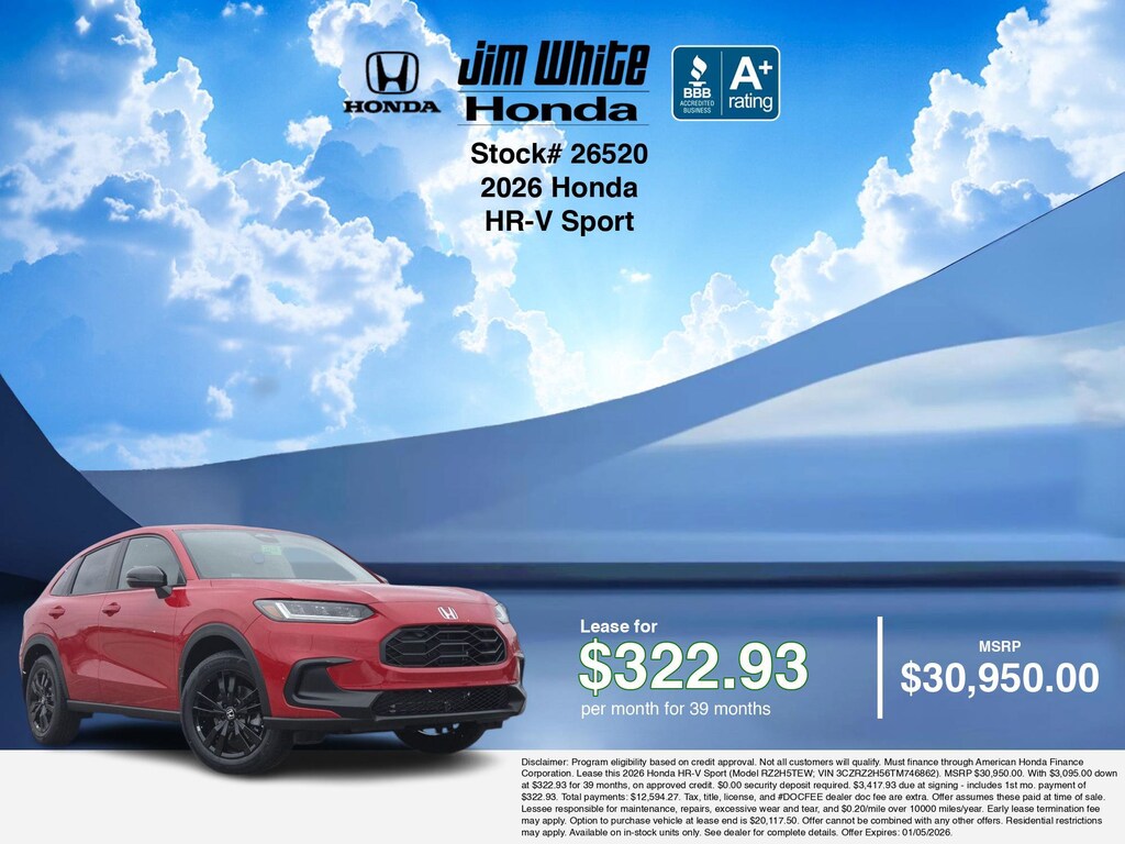 New 2026 Honda HR-V Sport SUV