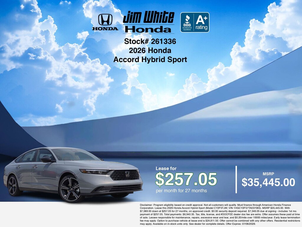 New 2026 Honda Accord Hybrid Sport Sedan