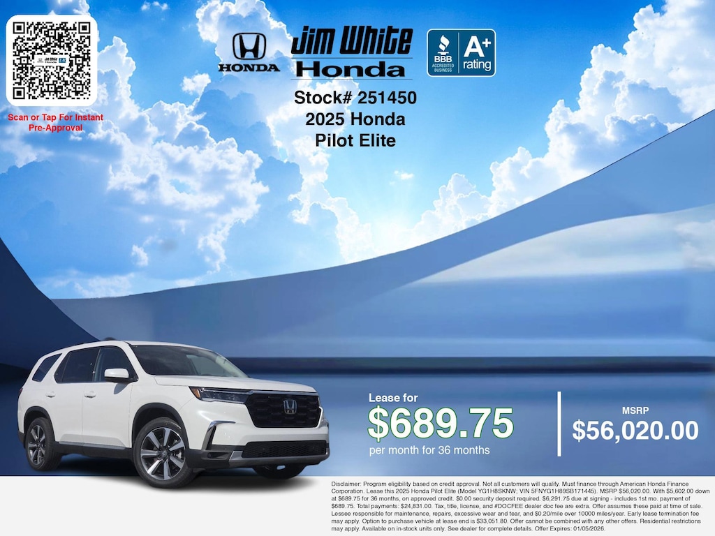 New 2025 Honda Pilot Elite SUV