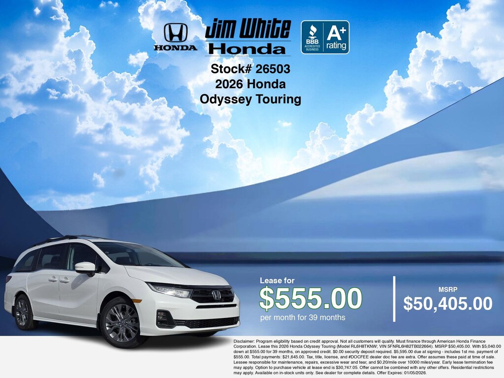 New 2026 Honda Odyssey Touring Van Passenger