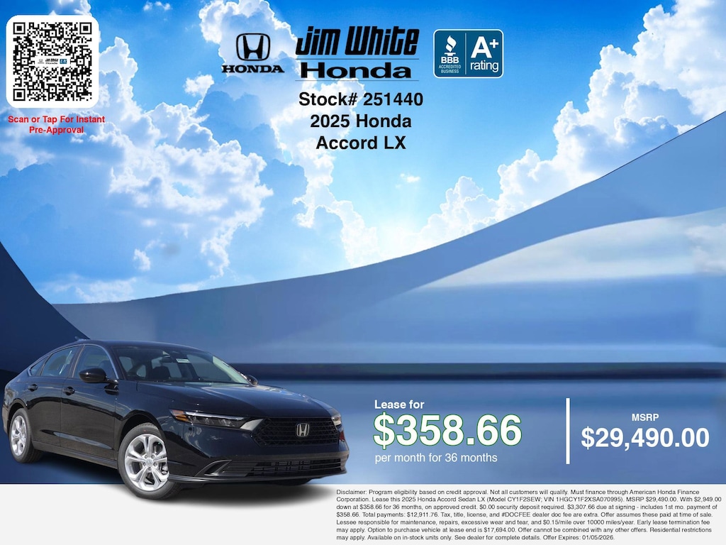 New 2025 Honda Accord LX Sedan