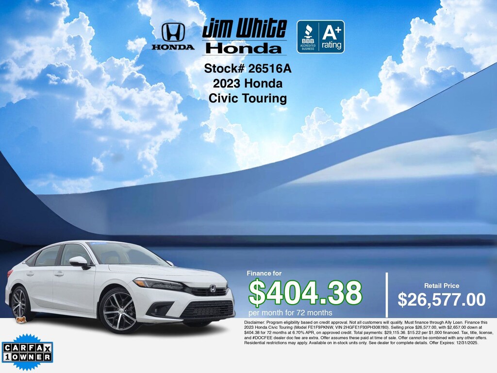 Certified 2023 Honda Civic Touring Sedan
