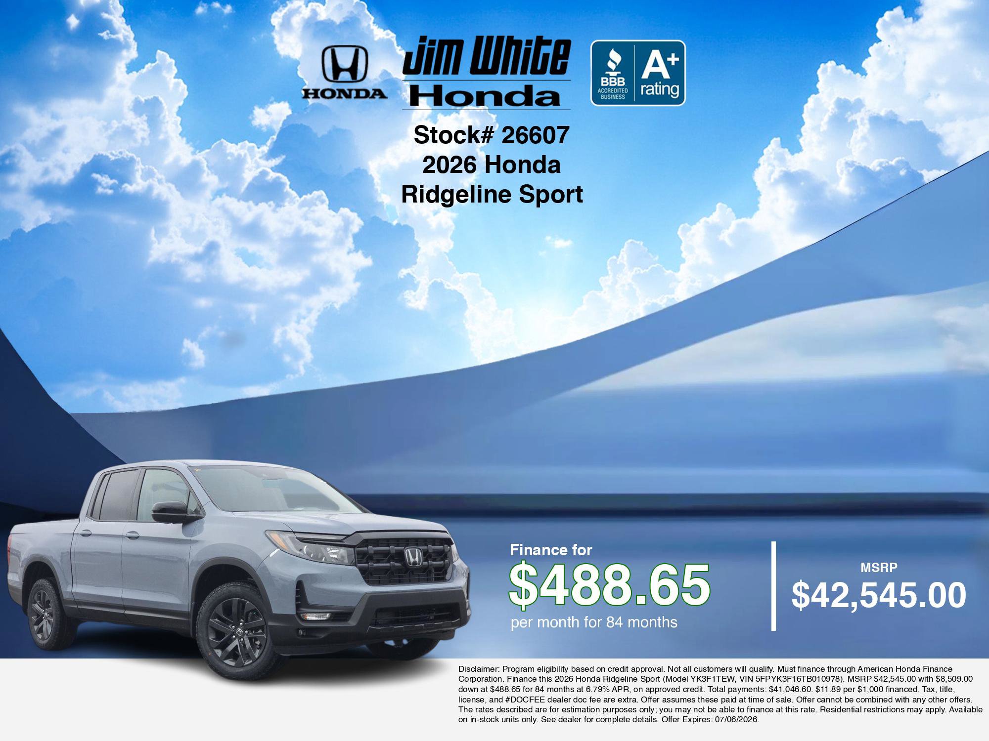 2026 Honda Ridgeline Sport - Photo 7