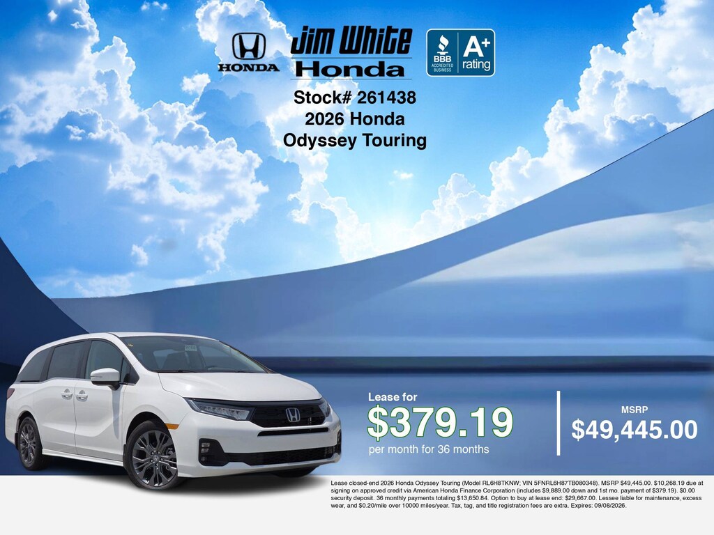 New 2026 Honda Odyssey Touring Van Passenger