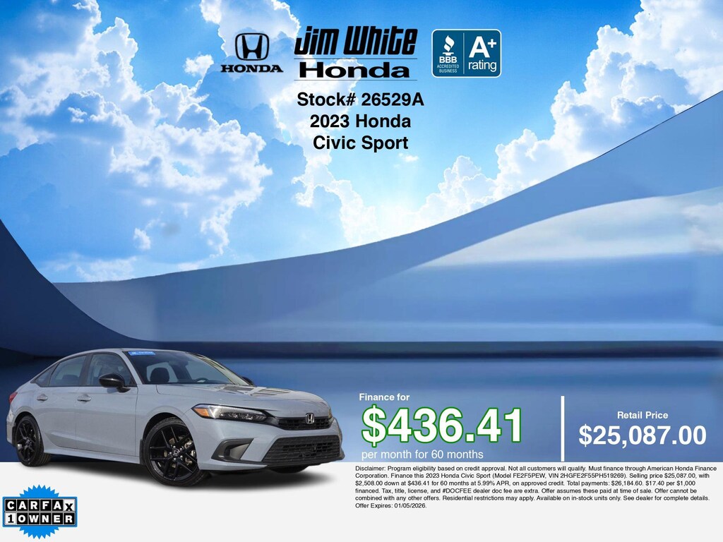 Certified 2023 Honda Civic Sport Sedan