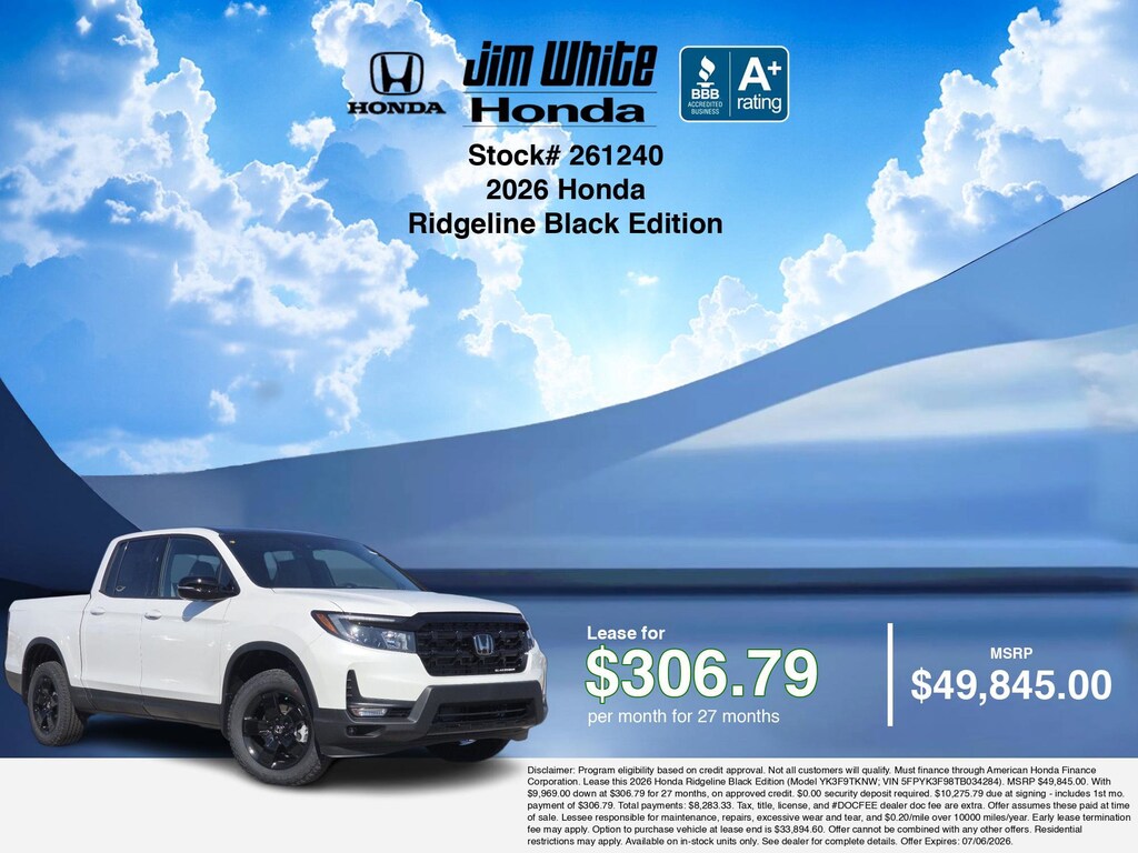 New 2026 Honda Ridgeline Black Edition Two-Tone Truck Crew Cab