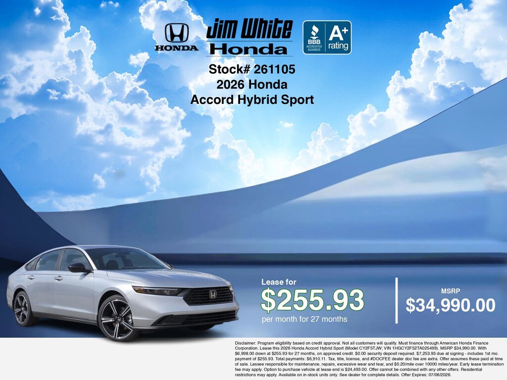 New 2026 Honda Accord Hybrid Sport Sedan