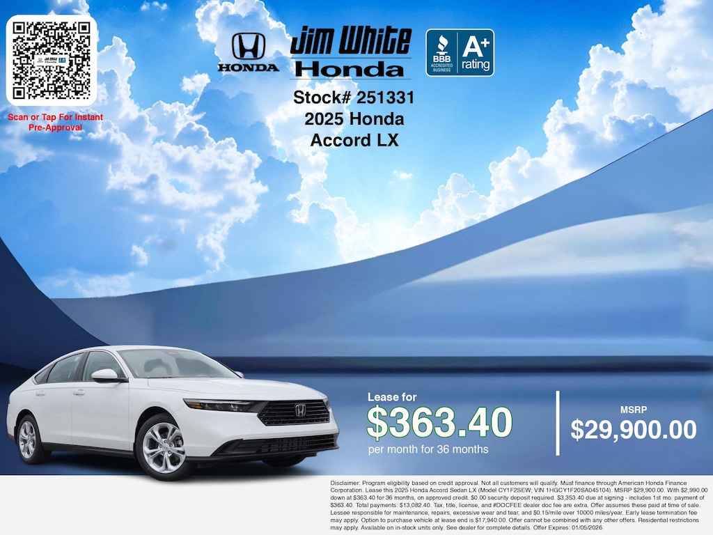 New 2025 Honda Accord LX Sedan