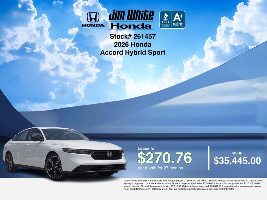 New 2026 Honda Accord Hybrid Sport Sedan