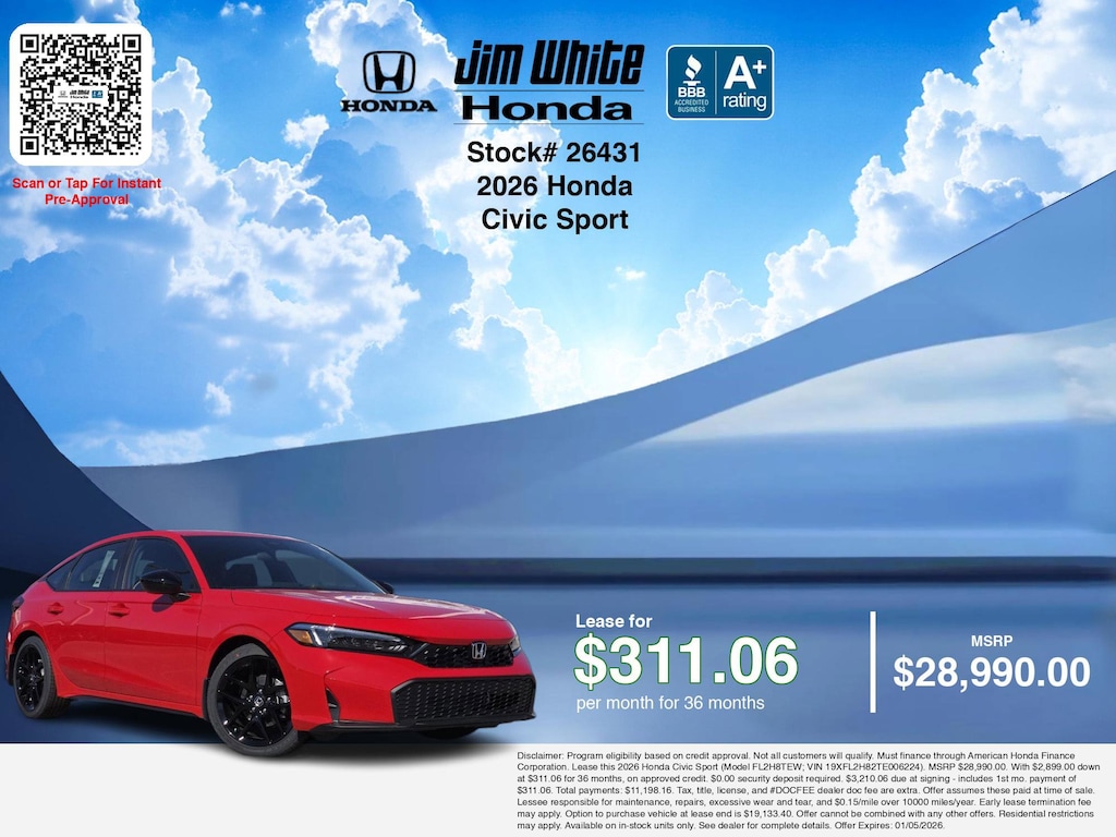 New 2026 Honda Civic Sport Hatchback