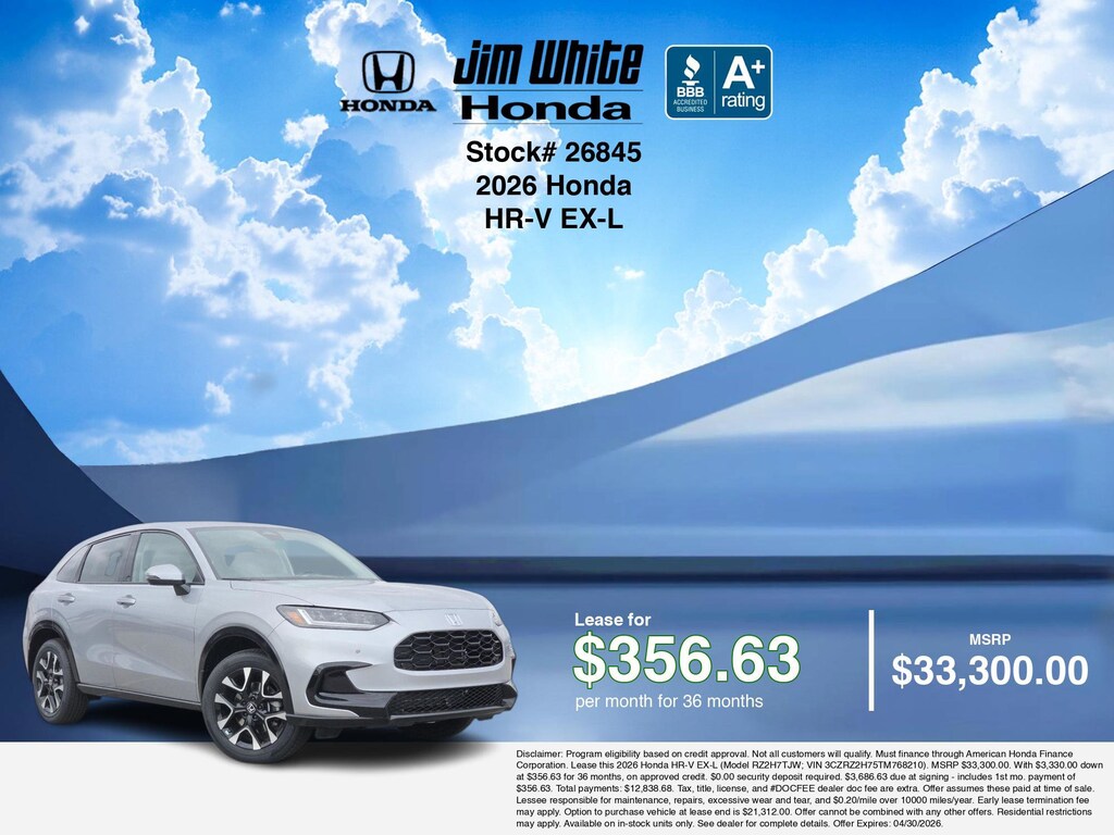 New 2026 Honda HR-V EX-L SUV