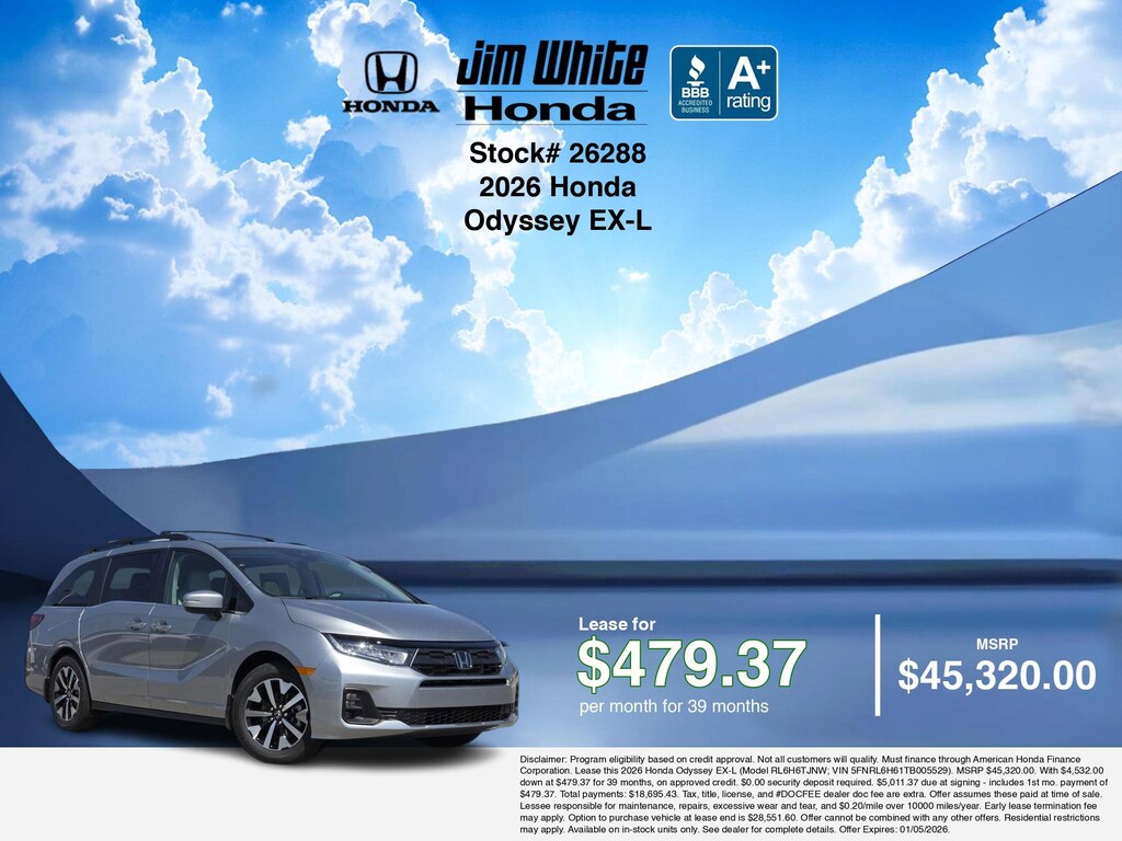 New 2026 Honda Odyssey EX-L Van Passenger