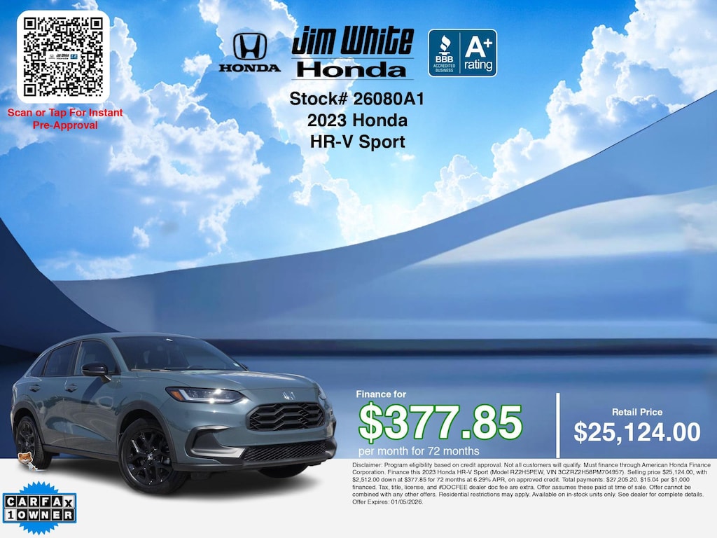 Certified 2023 Honda HR-V Sport SUV