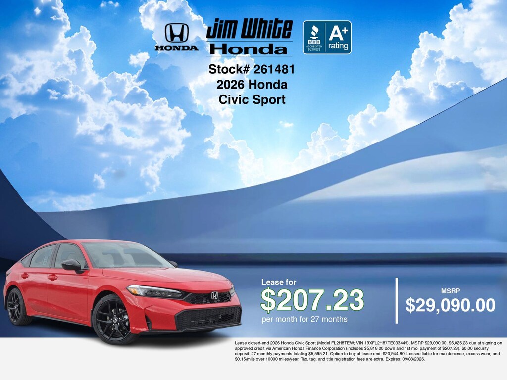 New 2026 Honda Civic Sport Hatchback