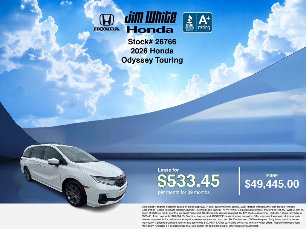 New 2026 Honda Odyssey Touring Van Passenger