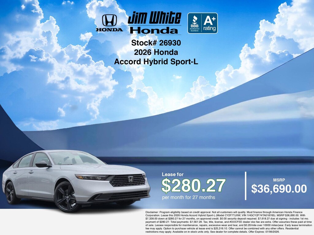 New 2026 Honda Accord Hybrid Sport-L Sedan