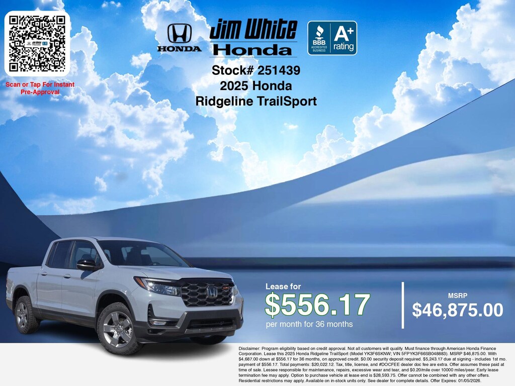 New 2025 Honda Ridgeline TrailSport Truck Crew Cab