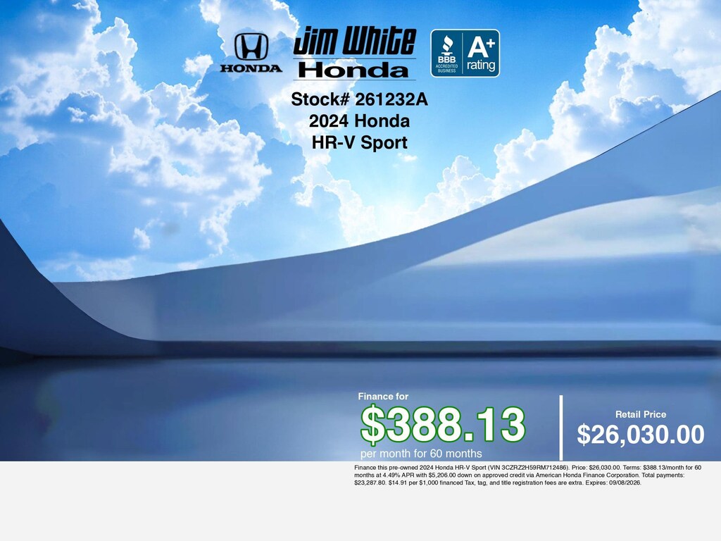 Certified 2024 Honda HR-V Sport SUV