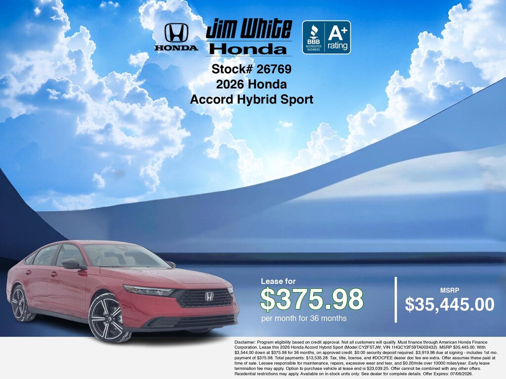 New 2026 Honda Accord Hybrid Sport Sedan
