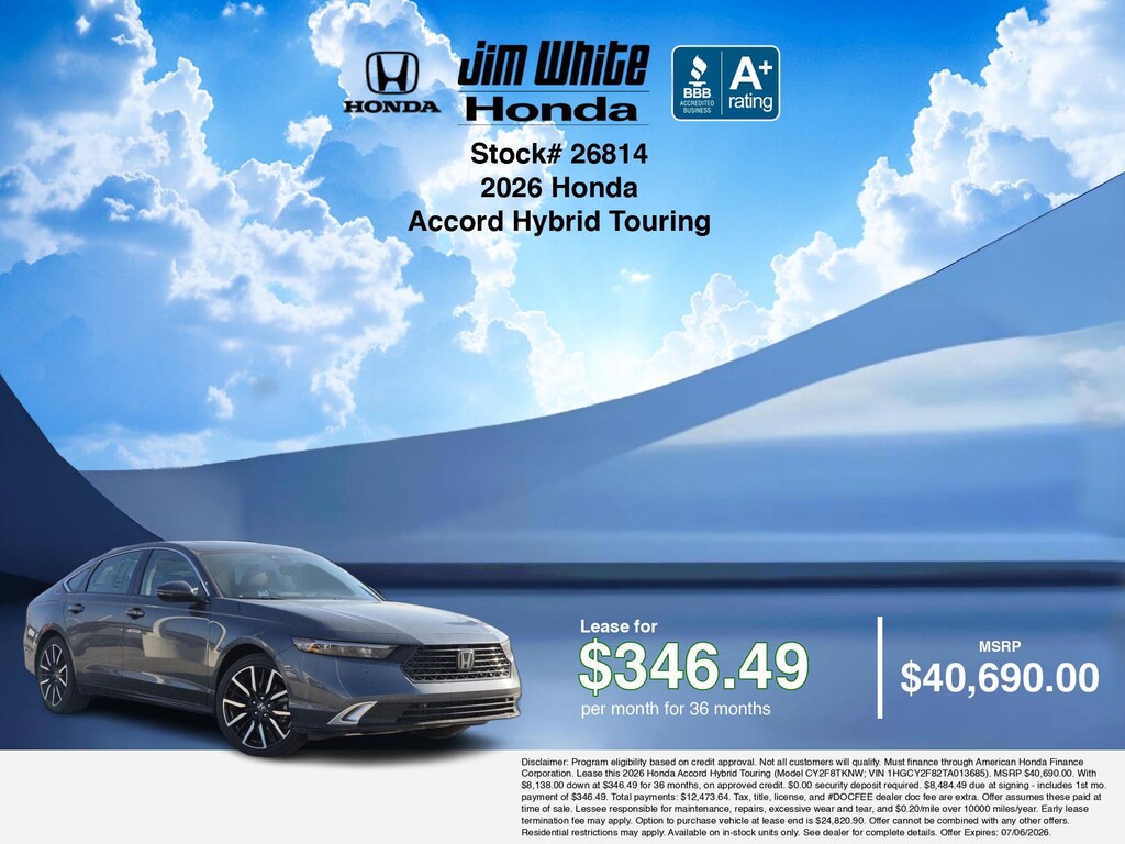 New 2026 Honda Accord Hybrid Touring Sedan
