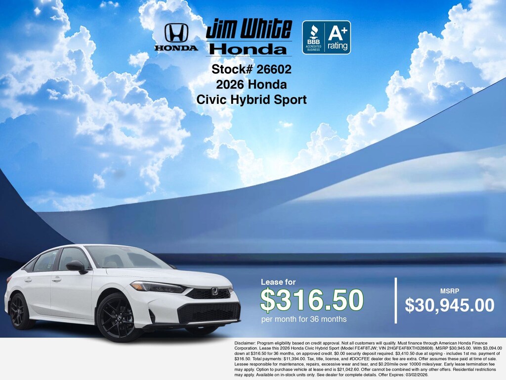 New 2026 Honda Civic Hybrid Sport Sedan