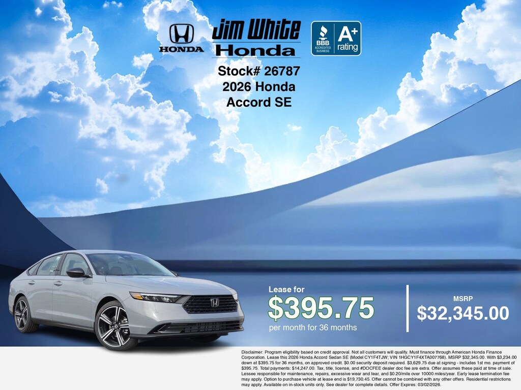 New 2026 Honda Accord SE Sedan