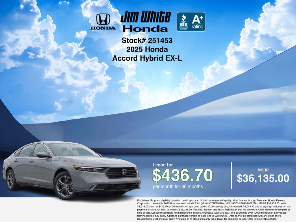 New 2025 Honda Accord Hybrid EX-L Sedan