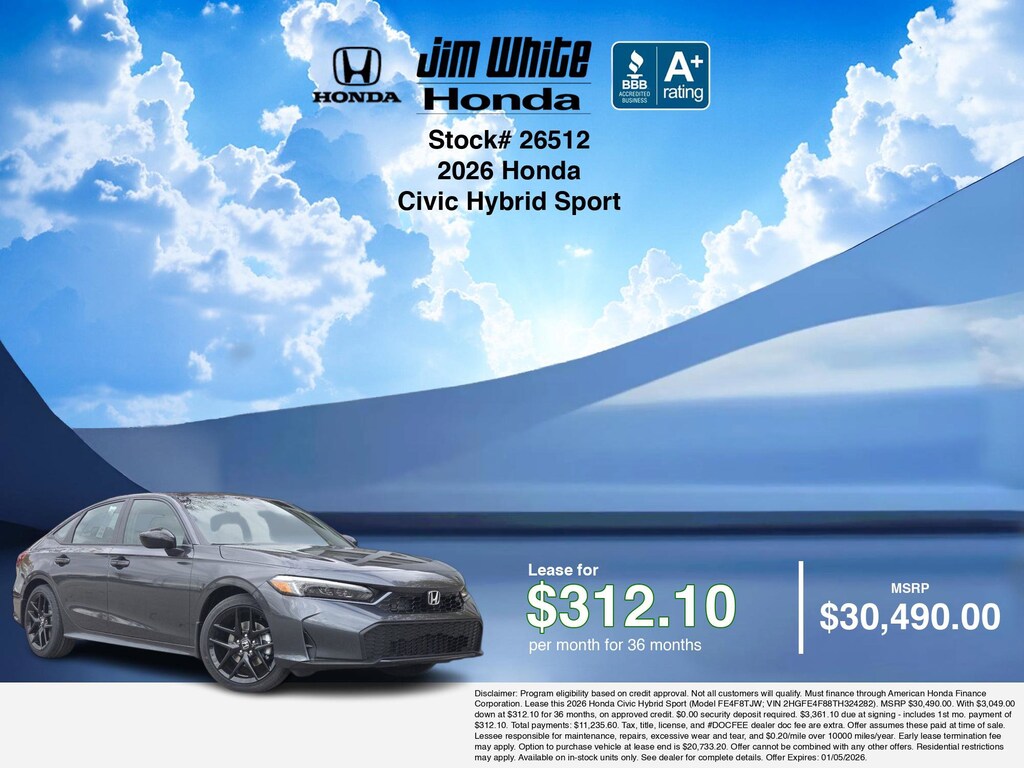 New 2026 Honda Civic Hybrid Sport Sedan