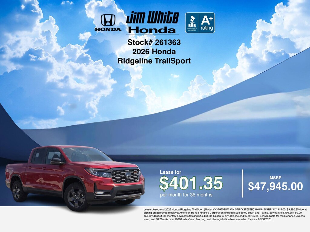 New 2026 Honda Ridgeline TrailSport Truck Crew Cab