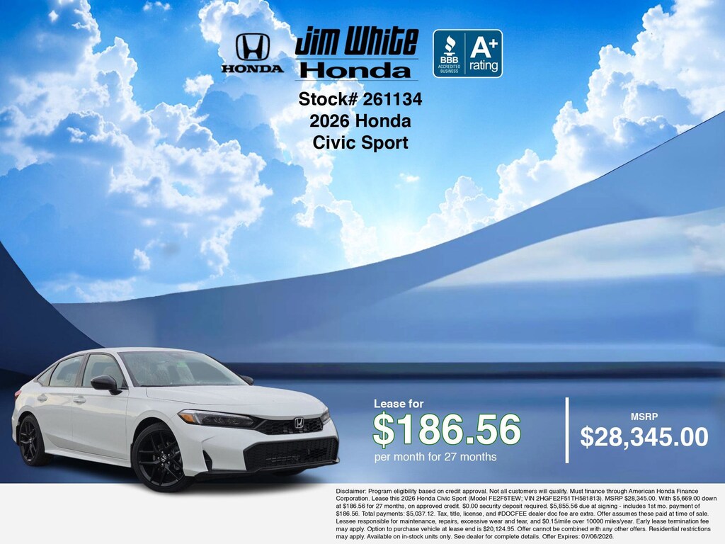 New 2026 Honda Civic Sport Sedan