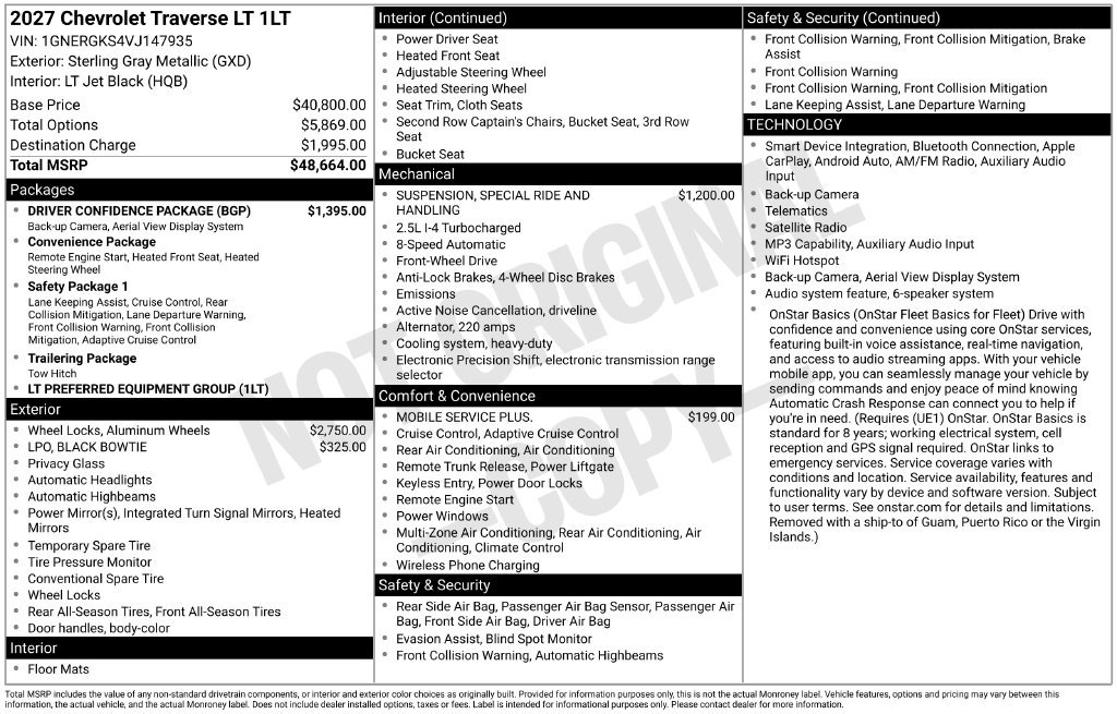 2027 Chevrolet Traverse LT - Photo 11